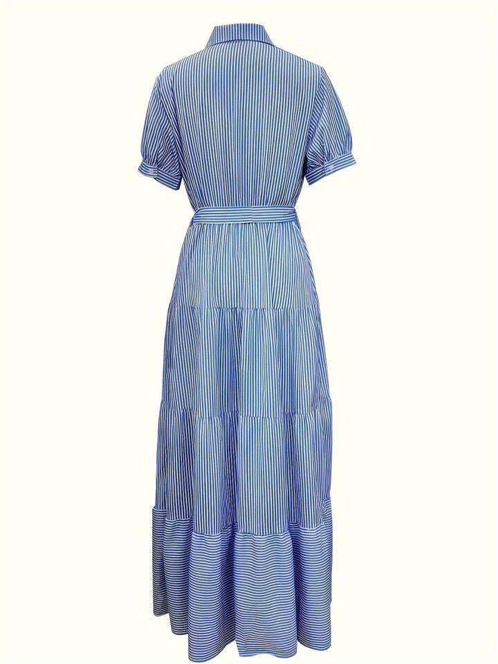 Colette™ | Belted Striped Shirt Dress