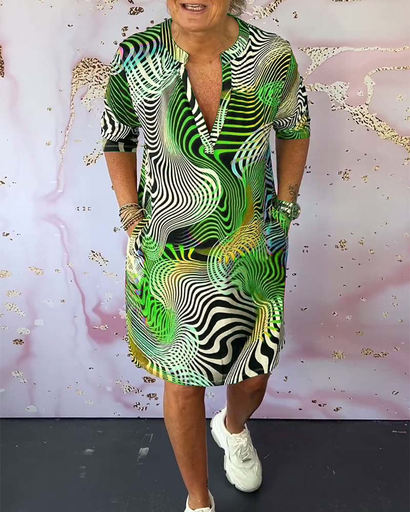 Vivian™ | Colourful V-Neck Dress