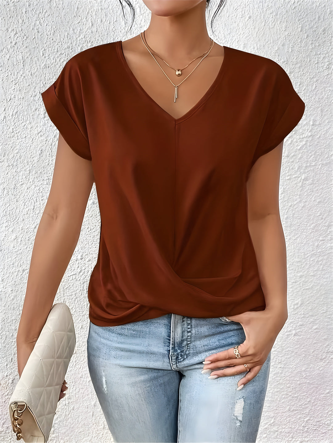 Cassandra™ | Twist Front V-Neck Top