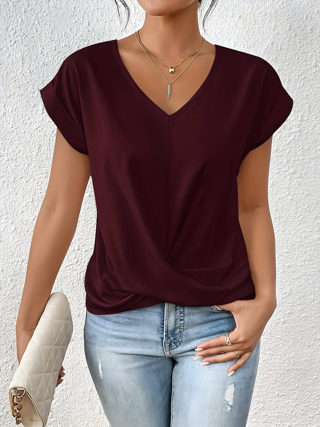 Cassandra™ | Twist Front V-Neck Top