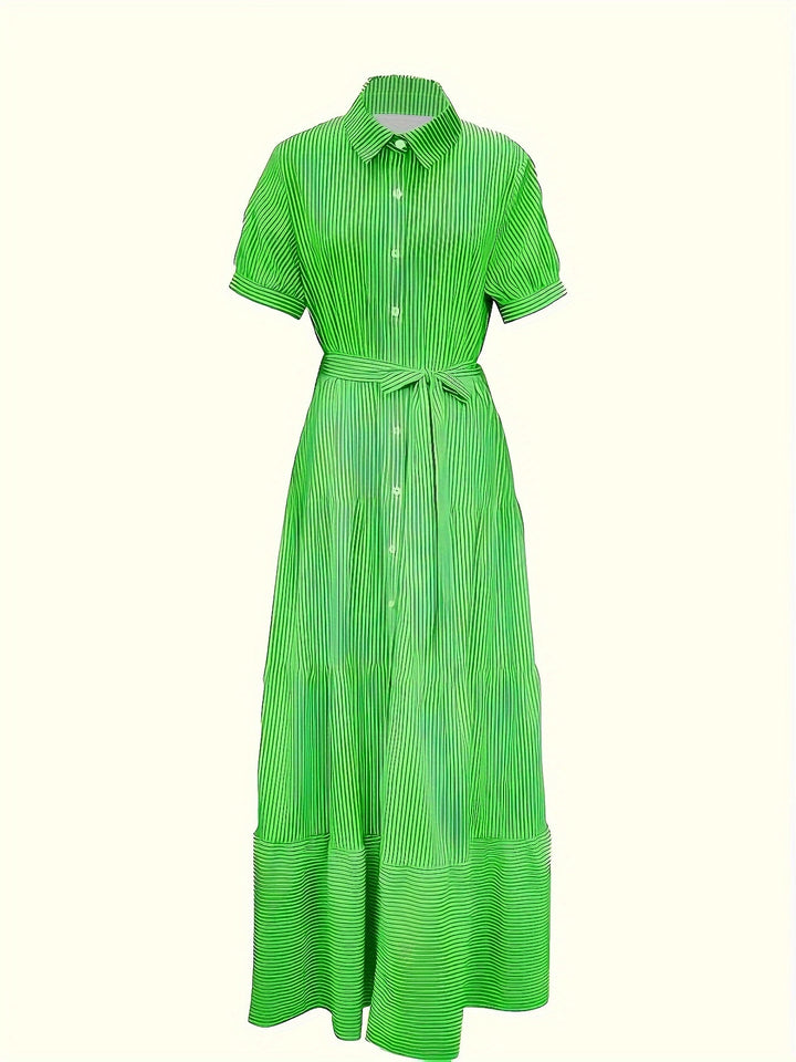 Colette™ | Belted Striped Shirt Dress