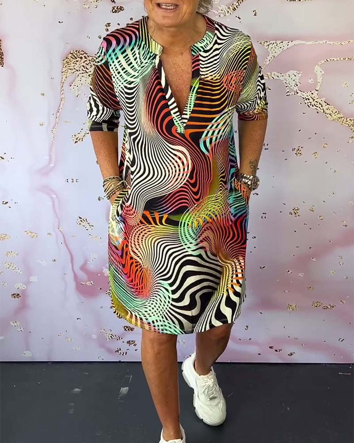 Vivian™ | Colourful V-Neck Dress
